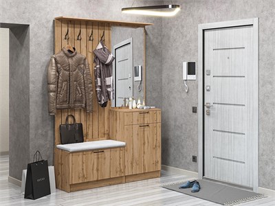 Прихожая  Стиль-02, каркас ЛДСП  Дуб Вотан, фасад ЛДСП  Wotan Oak 2S,  2090*1400*380 sppr5VVTtoAR59898