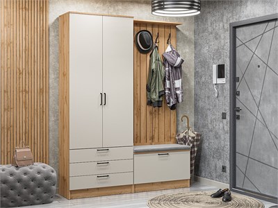 Прихожая  Стиль-03, каркас ЛДСП  Дуб Вотан, фасад ЛДСП  Cashmere In 2S,  2110*1600*380 sppr5VVTtoAR64964