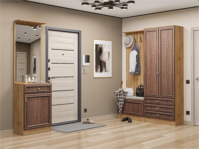 Прихожая  Стиль-04, каркас ЛДСП  Дуб Вотан, фасад МДФ  Brown Dreamline,  2110*2200*380 sppr5VVTtoAR77471