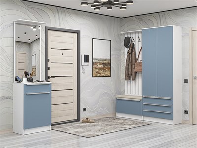 Прихожая  Стиль-04, каркас ЛДСП  Белый, фасад МДФ  Silky Blue,  2110*2200*380 sppr5VVTtoAR59905