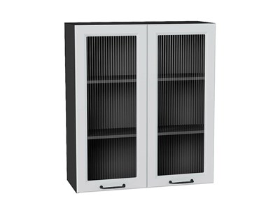 Кухонный  Шкаф верхний с 2-мя остекленными дверцами Ницца Graphite, Blanco, 920, 800, Moru, каркас ЛДСП  Graphite, фасад МДФ/Стекло  Blanco,  920*800*318 sppr5VVTtoAR67432