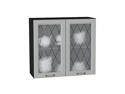 Кухонный  Шкаф верхний с 2-мя остекленными дверцами Ницца Graphite, Графит, 720, 800, каркас ЛДСП  Graphite, фасад МДФ/Стекло  Графит,  716*800*318 sppr5VVTtoAR54770