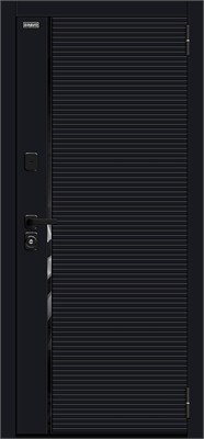 Дверь входная  205*86 Bravo R Лайнер/SBlack, Black Shell/White Silk, Левое с зеркалом sp2510BR_033-2466