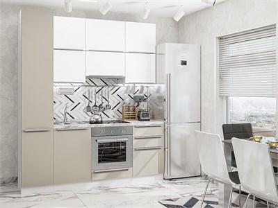 Кухонный гарнитур модульный Фьюжн-06 В*Ш*Г 2340*2000*600, фасад МДФ  Silky White/Silky Grey, корпус  Белый, столешница  Снежный мрамор ms2510VVT_61269