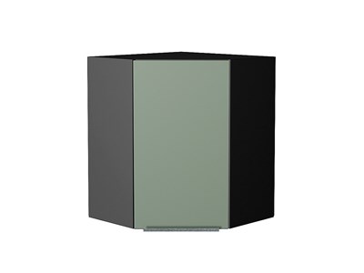 Шкаф верхний угловой Фьюжн Graphite, Silky Mint, 720 В*Ш*Г 716*600*600, фасад МДФ  Silky Mint, корпус  Graphite ms2510VVT_52090