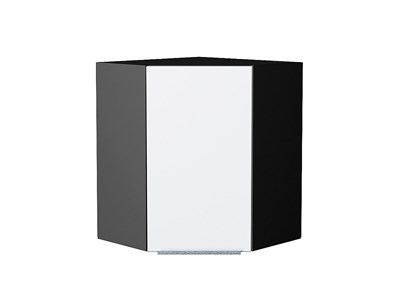 Шкаф верхний угловой Фьюжн Graphite, Silky White, 720 В*Ш*Г 716*600*600, фасад МДФ  Silky White, корпус  Graphite ms2510VVT_52086