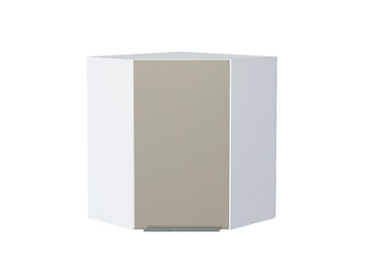 Шкаф верхний угловой Фьюжн Белый, Silky Grey, 720 В*Ш*Г 716*600*600, фасад МДФ  Silky Grey, корпус  Белый ms2510VVT_52087