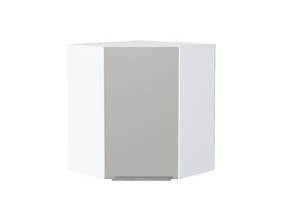 Шкаф верхний угловой Фьюжн Белый, Silky Light Grey, 720 В*Ш*Г 716*600*600, фасад МДФ  Silky Light Grey, корпус  Белый ms2510VVT_66629