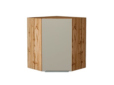Шкаф верхний угловой Фьюжн Дуб Вотан, Silky Grey, 720 В*Ш*Г 716*600*600, фасад МДФ  Silky Grey, корпус  Дуб Вотан ms2510VVT_60905