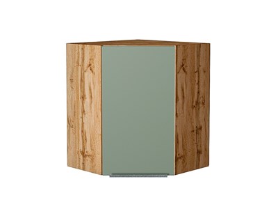 Шкаф верхний угловой Фьюжн Дуб Вотан, Silky Mint, 720 В*Ш*Г 716*600*600, фасад МДФ  Silky Mint, корпус  Дуб Вотан ms2510VVT_60907
