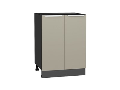 Шкаф нижний с 2-мя дверцами Фьюжн Graphite, Silky Grey, 600 В*Ш*Г 816*600*480, фасад МДФ  Silky Grey, корпус  Graphite ms2510VVT_52209