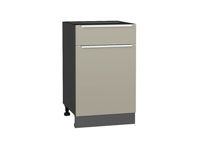 Шкаф нижний с 1-ой дверцей и ящиком Фьюжн Graphite, Silky Grey, 500 В*Ш*Г 816*500*480, фасад МДФ  Silky Grey, корпус  Graphite ms2510VVT_52139