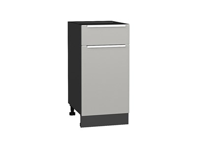 Шкаф нижний с 1-ой дверцей и ящиком Фьюжн Graphite, Silky Light Grey, 400 В*Ш*Г 816*400*480, фасад МДФ  Silky Light Grey, корпус  Graphite ms2510VVT_66652