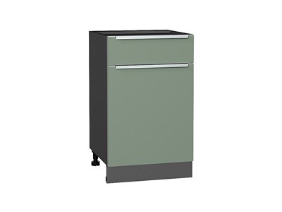 Шкаф нижний с 1-ой дверцей и ящиком Фьюжн Graphite, Silky Mint, 500 В*Ш*Г 816*500*480, фасад МДФ  Silky Mint, корпус  Graphite ms2510VVT_52144