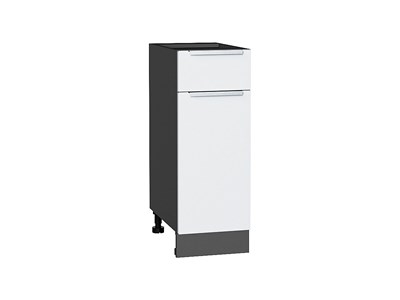 Шкаф нижний с 1-ой дверцей и ящиком Фьюжн Graphite, Silky White, 300 В*Ш*Г 816*300*480, фасад МДФ  Silky White, корпус  Graphite ms2510VVT_52126