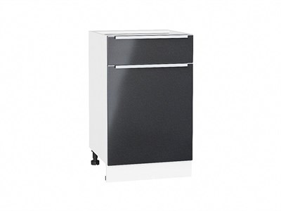 Шкаф нижний с 1-ой дверцей и ящиком Фьюжн Белый, Anthracite, 500 В*Ш*Г 816*500*480, фасад МДФ  Anthracite, корпус  Белый ms2510VVT_39741