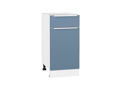 Шкаф нижний с 1-ой дверцей и ящиком Фьюжн Белый, Silky Blue, 400 В*Ш*Г 816*400*480, фасад МДФ  Silky Blue, корпус  Белый ms2510VVT_52145