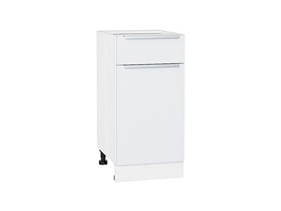 Шкаф нижний с 1-ой дверцей и ящиком Фьюжн Белый, Silky White, 400 В*Ш*Г 816*400*480, фасад МДФ  Silky White, корпус  Белый ms2510VVT_52132