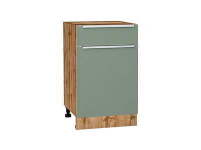 Шкаф нижний с 1-ой дверцей и ящиком Фьюжн Дуб Вотан, Silky Mint, 500 В*Ш*Г 816*500*480, фасад МДФ  Silky Mint, корпус  Дуб Вотан ms2510VVT_60954
