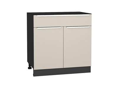 Шкаф нижний с 2-мя дверцами и ящиком Фьюжн Graphite, Cream Silk, 800 В*Ш*Г 816*800*480, фасад МДФ  Cream Silk, корпус  Graphite ms2510VVT_71977