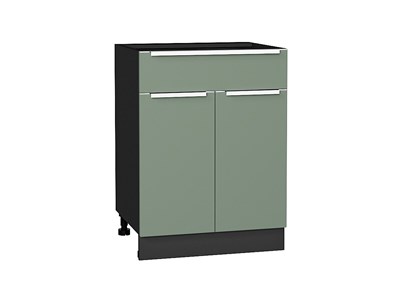 Шкаф нижний с 2-мя дверцами и ящиком Фьюжн Graphite, Silky Mint, 600 В*Ш*Г 816*600*480, фасад МДФ  Silky Mint, корпус  Graphite ms2510VVT_52203