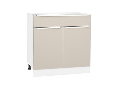 Шкаф нижний с 2-мя дверцами и ящиком Фьюжн Белый, Cream Silk, 800 В*Ш*Г 816*800*480, фасад МДФ  Cream Silk, корпус  Белый ms2510VVT_71967