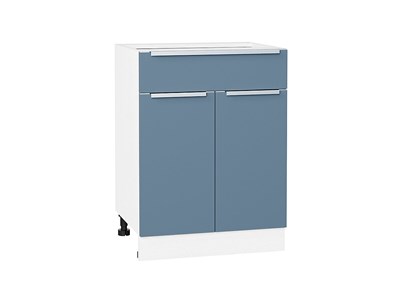 Шкаф нижний с 2-мя дверцами и ящиком Фьюжн Белый, Silky Blue, 600 В*Ш*Г 816*600*480, фасад МДФ  Silky Blue, корпус  Белый ms2510VVT_52204