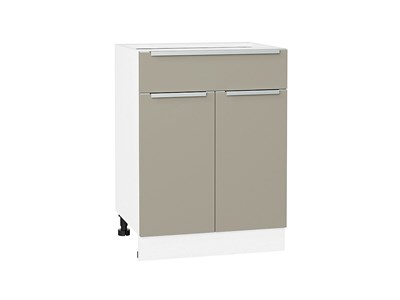 Шкаф нижний с 2-мя дверцами и ящиком Фьюжн Белый, Silky Grey, 600 В*Ш*Г 816*600*480, фасад МДФ  Silky Grey, корпус  Белый ms2510VVT_52200