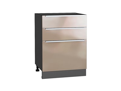 Шкаф нижний с 3-мя ящиками Фьюжн Graphite, Gallant, 600 В*Ш*Г 816*600*480, фасад МДФ  Gallant, корпус  Graphite ms2510VVT_36896