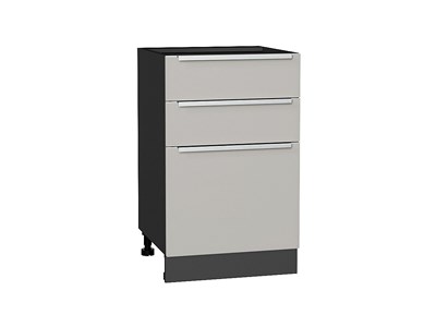 Шкаф нижний с 3-мя ящиками Фьюжн Graphite, Silky Light Grey, 500 В*Ш*Г 816*500*480, фасад МДФ  Silky Light Grey, корпус  Graphite ms2510VVT_66701