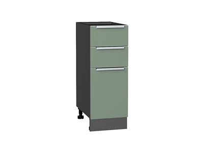 Шкаф нижний с 3-мя ящиками Фьюжн Graphite, Silky Mint, 300 В*Ш*Г 816*300*480, фасад МДФ  Silky Mint, корпус  Graphite ms2510VVT_52227