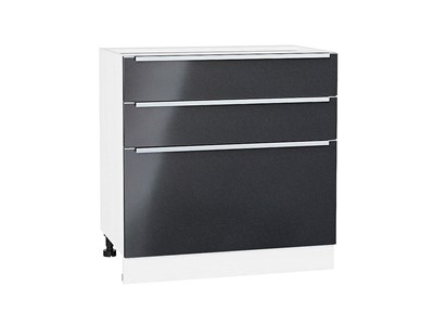 Шкаф нижний с 3-мя ящиками Фьюжн Белый, Anthracite, 800 В*Ш*Г 816*800*480, фасад МДФ  Anthracite, корпус  Белый ms2510VVT_36906