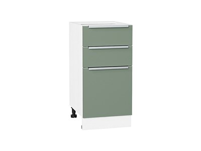 Шкаф нижний с 3-мя ящиками Фьюжн Белый, Silky Mint, 400 В*Ш*Г 816*400*480, фасад МДФ  Silky Mint, корпус  Белый ms2510VVT_52247