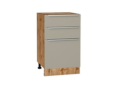 Шкаф нижний с 3-мя ящиками Фьюжн Дуб Вотан, Silky Grey, 500 В*Ш*Г 816*500*480, фасад МДФ  Silky Grey, корпус  Дуб Вотан ms2510VVT_61037