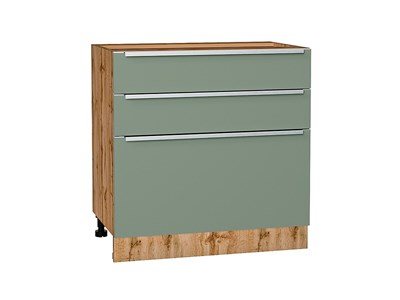 Шкаф нижний с 3-мя ящиками Фьюжн Дуб Вотан, Silky Mint, 800 В*Ш*Г 816*800*480, фасад МДФ  Silky Mint, корпус  Дуб Вотан ms2510VVT_61043