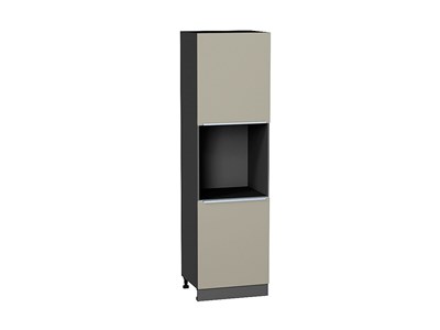 Шкаф пенал с 2-мя дверцами под технику Фьюжн Graphite, Silky Grey, 2140 В*Ш*Г 2132*600*576, фасад МДФ  Silky Grey, корпус  Graphite ms2510VVT_52306