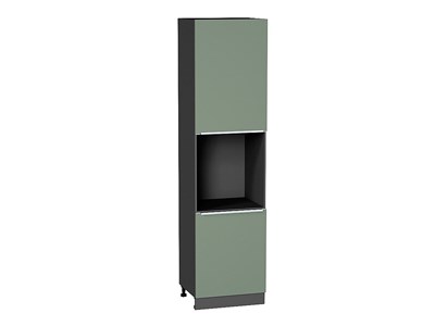 Шкаф пенал с 2-мя дверцами под технику Фьюжн Graphite, Silky Mint, 2340 В*Ш*Г 2336*600*576, фасад МДФ  Silky Mint, корпус  Graphite ms2510VVT_52316