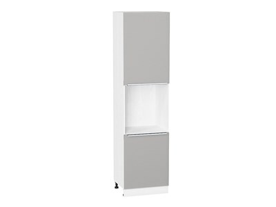 Шкаф пенал с 2-мя дверцами под технику Фьюжн Белый, Silky Light Grey, 2340 В*Ш*Г 2336*600*576, фасад МДФ  Silky Light Grey, корпус  Белый ms2510VVT_66717