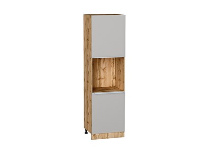 Шкаф пенал с 2-мя дверцами под технику Фьюжн Дуб Вотан, Silky Light Grey, 2140 В*Ш*Г 2132*600*576, фасад МДФ  Silky Light Grey, корпус  Дуб Вотан ms2510VVT_66718