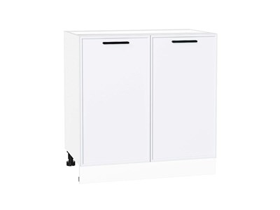Шкаф нижний с 2-мя дверцами Фрейм Белый, White Silk, 800 В*Ш*Г 816*800*484, фасад МДФ  White Silk, корпус  Белый ms2510VVT_66965