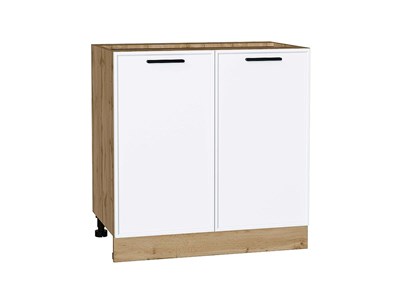 Шкаф нижний с 2-мя дверцами Фрейм Дуб Вотан, White Silk, 800 В*Ш*Г 816*800*484, фасад МДФ  White Silk, корпус  Дуб Вотан ms2510VVT_66967