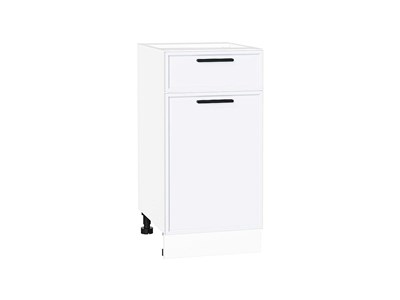 Шкаф нижний с 1-ой дверцей и ящиком Фрейм Белый, White Silk, 400 В*Ш*Г 816*400*484, фасад МДФ  White Silk, корпус  Белый ms2510VVT_66929