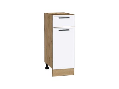 Шкаф нижний с 1-ой дверцей и ящиком Фрейм Дуб Вотан, White Silk, 300 В*Ш*Г 816*300*484, фасад МДФ  White Silk, корпус  Дуб Вотан ms2510VVT_66931
