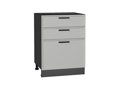 Шкаф нижний с 3-мя ящиками Фрейм Graphite, Grey Silk, 600 В*Ш*Г 816*600*484, фасад МДФ  Grey Silk, корпус  Graphite ms2510VVT_69170