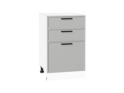 Шкаф нижний с 3-мя ящиками Фрейм Белый, Grey Silk, 500 В*Ш*Г 816*500*484, фасад МДФ  Grey Silk, корпус  Белый ms2510VVT_69159
