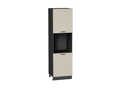 Шкаф пенал с 2-мя дверцами под технику Фрейм Graphite, Cream Silk, 2140 В*Ш*Г 2132*600*580, фасад МДФ  Cream Silk, корпус  Graphite ms2510VVT_69942