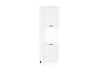 Шкаф пенал с 2-мя дверцами под технику Фрейм Белый, White Silk, 2140 В*Ш*Г 2132*600*580, фасад МДФ  White Silk, корпус  Белый ms2510VVT_66991