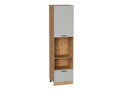 Шкаф пенал с 1-ой дверцей и ящиком под технику Фрейм Дуб Вотан, Grey Silk, 2340 В*Ш*Г 2336*600*580, фасад МДФ  Grey Silk, корпус  Дуб Вотан ms2510VVT_69190