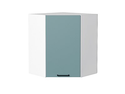 Шкаф верхний угловой Флэт Белый, Grey-green In 2S, 720 В*Ш*Г 716*600*600, фасад ЛДСП  Grey-green In 2S, корпус  Белый ms2510VVT_56928