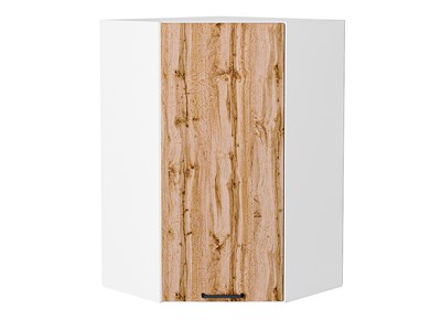 Шкаф верхний угловой Флэт Белый, Wotan Oak 2S, 920 В*Ш*Г 920*600*600, фасад ЛДСП  Wotan Oak 2S, корпус  Белый ms2510VVT_52661
